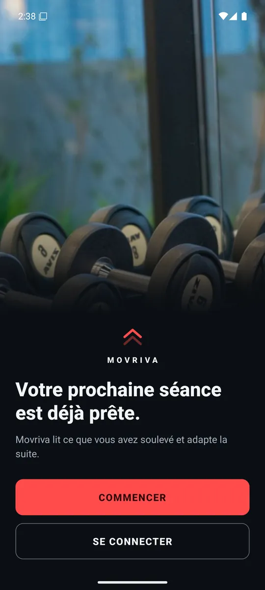 L’écran d’accueil de Movriva